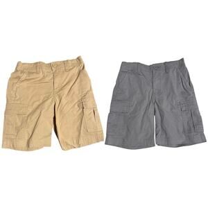 2 NWT‎ art class Small 6/7 Boy Kid Gray & Khaki Cargo Shorts Elastic Cotton